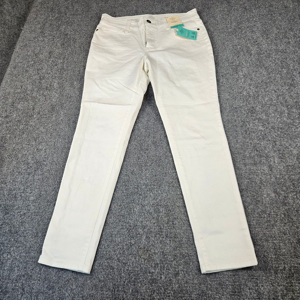 St Johns Bay Skinny Leg Jeans White Mid Rise Secretly Slender 6P New